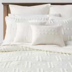 8pc Tufted Broken Stripe Comforter Bedding Set White - Threshold™ -Household Items Sale GUEST 002a1bd3 6315 43f4 bd9f f5b4017f14dd
