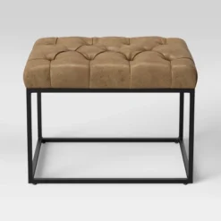 Trubeck Tufted Metal Base Ottoman Faux Leather - Threshold™ -Household Items Sale GUEST 0509fa7b e089 4af0 8df0 830bc533e45b