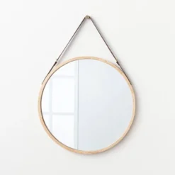 26" Wood Mirror With Pleather Strap Hanger - Threshold™ Designed With Studio McGee 13 26" Wood Mirror With Pleather Strap Hanger - Threshold™ Designed With Studio McGee -Household Items Sale GUEST 2dcb4778 974a 4df9 97e6 162547563357