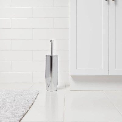 Solid Modern Toilet Brush Chrome - Threshold™ 1 Solid Modern Toilet Brush Chrome - Threshold™