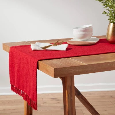 90" X 20" Cotton Textured Table Runner Red - Threshold™ 1 90" X 20" Cotton Textured Table Runner Red - Threshold™