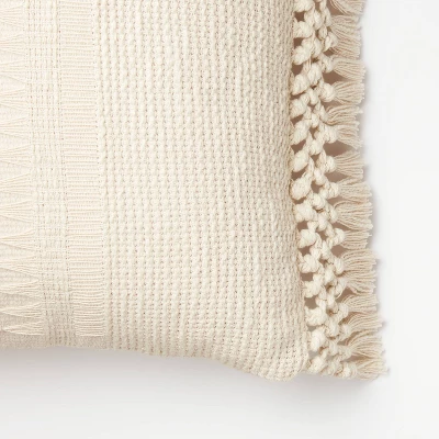 Textural Woven Throw Pillow With Trims Cream - Threshold™ Designed With Studio McGee 2 Textural Woven Throw Pillow With Trims Cream - Threshold™ Designed With Studio McGee - Image 2