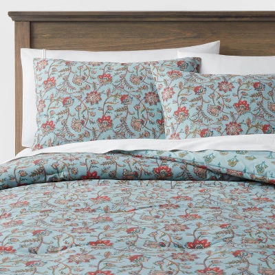Floral Printed Comforter & Sham Set Light Teal Blue - Threshold™ 4 Floral Printed Comforter & Sham Set Light Teal Blue - Threshold™ - Image 4