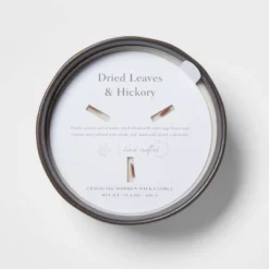 16oz Blackened Bowl Ceramic With Multi Woodwick And Dustcover Dried Leaves + Hickory Candle Black - Threshold™ -Household Items Sale GUEST 57ba232b bf59 48af b692 5f9767ccaa21