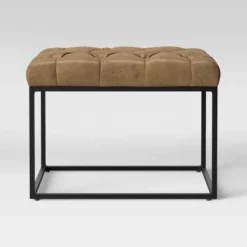 Trubeck Tufted Metal Base Ottoman Faux Leather - Threshold™ -Household Items Sale GUEST 6157a7ff 1bf7 44e1 b846 3ae5cf7f4815