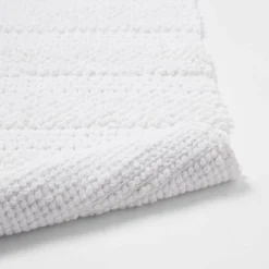 20"x32" Knit Striped Chenille Bath Rug Fringe White - Threshold™ -Household Items Sale GUEST 6239af6f a180 4d02 b1e9 c8e4e3c6d71f