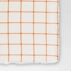 Windowpane Plush With Shearling Reverse Throw Blanket Cream/Orange - Threshold™ -Household Items Sale GUEST 6b3e488c 2c1c 4665 8270 5d70e83e6590