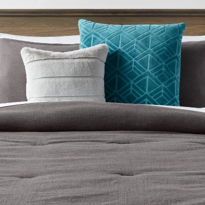 Square Faux Fur Channeled Decorative Throw Pillow - Threshold™ 1 Square Faux Fur Channeled Decorative Throw Pillow - Threshold™