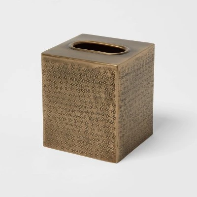 Hammered Metal Tissue Cover Brass - Threshold™ 2 Hammered Metal Tissue Cover Brass - Threshold™ - Image 2