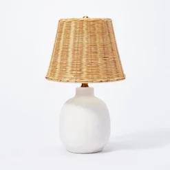 Ceramic Table Lamp With Rattan Shade White - Threshold™ Designed With Studio McGee -Household Items Sale GUEST 84601444 c7ee 424e 90ba b44c3bc125cd
