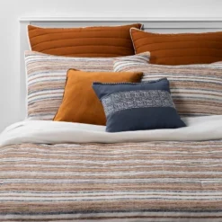 8pc Woven Stripe Comforter Bedding Set Blue/Orange/Off White - Threshold™ -Household Items Sale GUEST 876fc230 7cf5 4589 b2d9 820bcdb612cb