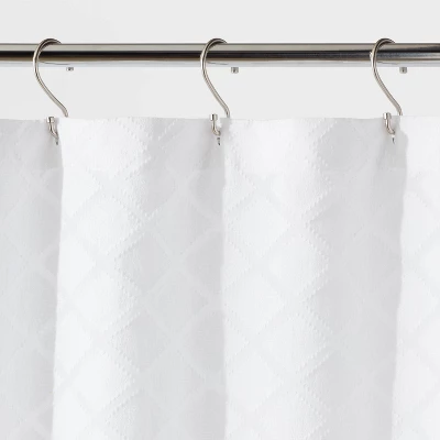 Dyed Clipped Diamond Shower Curtain White - Threshold™ 2 Dyed Clipped Diamond Shower Curtain White - Threshold™ - Image 2