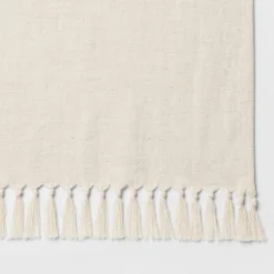 60" X 104" Cotton Slub Tablecloth With Tied Fringe Light Beige - Threshold™ -Household Items Sale GUEST 8dd5c991 1f21 4f29 91c3 e561bbde2944