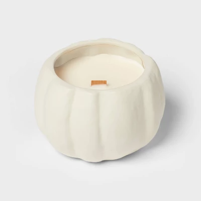 12oz Brushed Abstract Pumpkin Ceramic With Woodwick And Dustcover Honeycrisp Apple Cider Candle - Threshold™ 3 12oz Brushed Abstract Pumpkin Ceramic With Woodwick And Dustcover Honeycrisp Apple Cider Candle - Threshold™ - Image 3