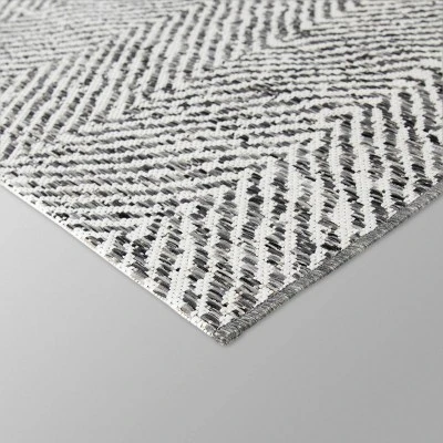5' X 7' Herringbone Outdoor Rug Black - Threshold™ 2 5' X 7' Herringbone Outdoor Rug Black - Threshold™ - Image 2
