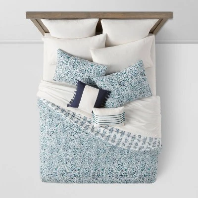 12pc Reversible Paisley Print Comforter & Sheets Set Blue/Dark Teal Blue - Threshold™ 2 12pc Reversible Paisley Print Comforter & Sheets Set Blue/Dark Teal Blue - Threshold™ - Image 2