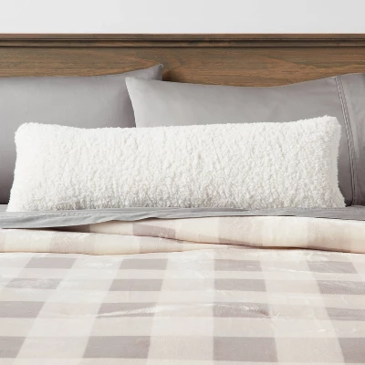 Oversized Oblong Traditional Cozy Faux Shearling Decorative Throw Pillow Cream - Threshold™ 1 Oversized Oblong Traditional Cozy Faux Shearling Decorative Throw Pillow Cream - Threshold™