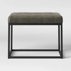 Trubeck Tufted Metal Base Ottoman Faux Leather - Threshold™ -Household Items Sale GUEST ab835a54 a3f3 4082 a637 7024908a9e52