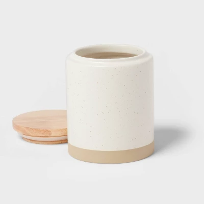 Small Camwood Collection Stoneware Canister With Wood Lid Cream - Threshold™ 2 Small Camwood Collection Stoneware Canister With Wood Lid Cream - Threshold™ - Image 2