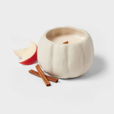 12oz Brushed Abstract Pumpkin Ceramic With Woodwick And Dustcover Honeycrisp Apple Cider Candle - Threshold™ 2 12oz Brushed Abstract Pumpkin Ceramic With Woodwick And Dustcover Honeycrisp Apple Cider Candle - Threshold™ - Image 2