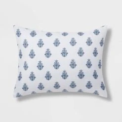 5pc Block Print With Border Comforter Bedding Set White/Blue - Threshold™ -Household Items Sale GUEST b03a15d2 8e0b 42ad bda7 eeee200581c9