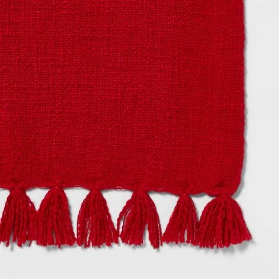 90" X 20" Cotton Textured Table Runner Red - Threshold™ 2 90" X 20" Cotton Textured Table Runner Red - Threshold™ - Image 2