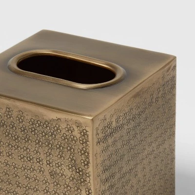 Hammered Metal Tissue Cover Brass - Threshold™ 3 Hammered Metal Tissue Cover Brass - Threshold™ - Image 3