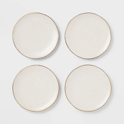 4pk Ceramic App Dining Plates Ivory/Gold - Threshold™ 2 4pk Ceramic App Dining Plates Ivory/Gold - Threshold™ - Image 2