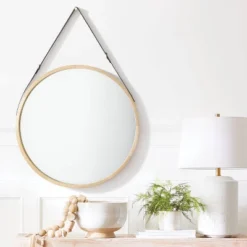 26" Wood Mirror With Pleather Strap Hanger - Threshold™ Designed With Studio McGee 11 26" Wood Mirror With Pleather Strap Hanger - Threshold™ Designed With Studio McGee -Household Items Sale GUEST d09c0998 ed36 4998 b828 cbc40cbee6da