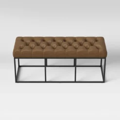 Trubeck Tufted Metal Base Bench Faux Leather Brown - Threshold™ -Household Items Sale GUEST d28fde93 afcd 4869 a2f1 80cd3349f38f