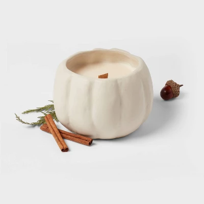 12oz Brushed Abstract Pumpkin Ceramic With Woodwick And Dustcover Acorn + Black Pine Candle - Threshold™ 2 12oz Brushed Abstract Pumpkin Ceramic With Woodwick And Dustcover Acorn + Black Pine Candle - Threshold™ - Image 2