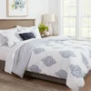 Reversible Medallion Family-Friendly Comforter & Sham Set White/Blue - Threshold™