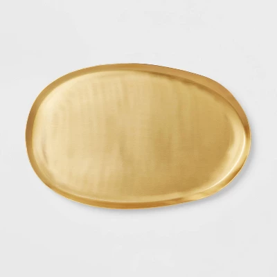 Metal Oval Serve Platter Brass - Threshold™ 2 Metal Oval Serve Platter Brass - Threshold™ - Image 2